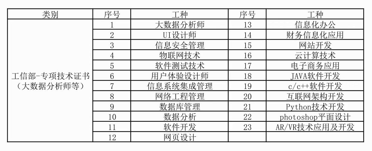大数据分析师,信息安全管理,物联网技术,软件测试技术,java软件开发